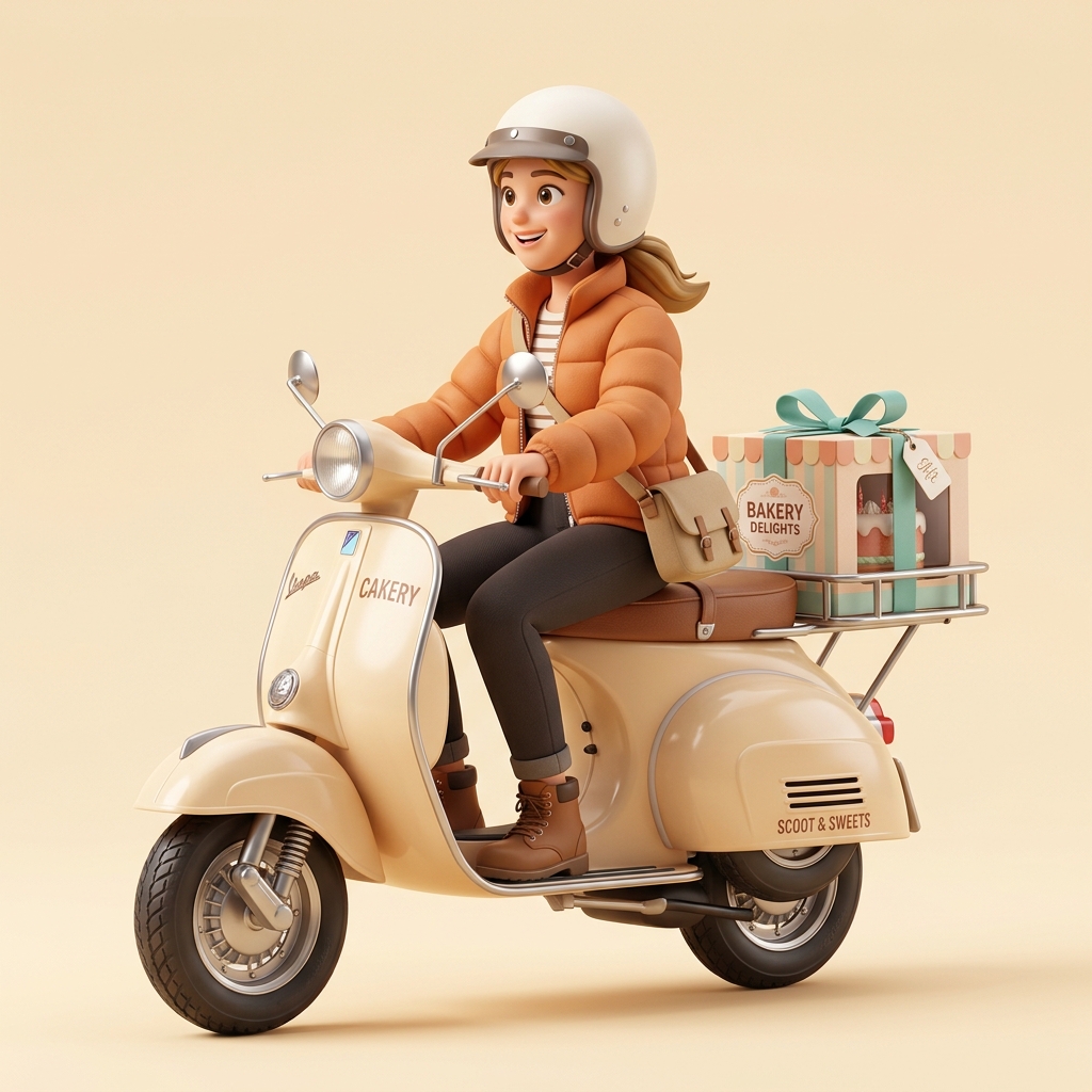Hızlı pasta teslimat scooter aracı